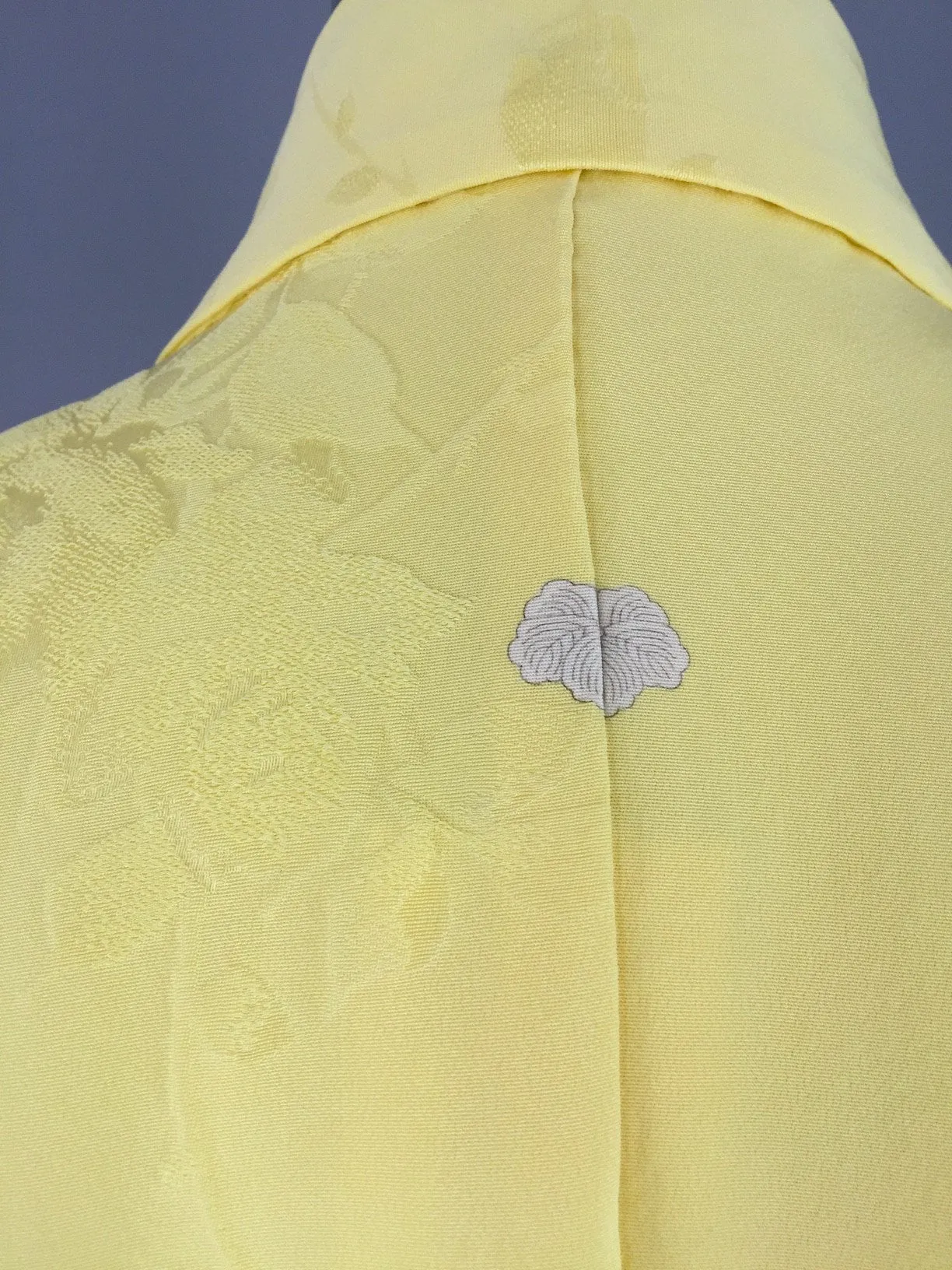 1950s Vintage Silk Kimono Robe with Yellow Floral Pattern