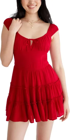 AEROPOSTALE Women's Smocked Waist Short Sleeve Mini Dress