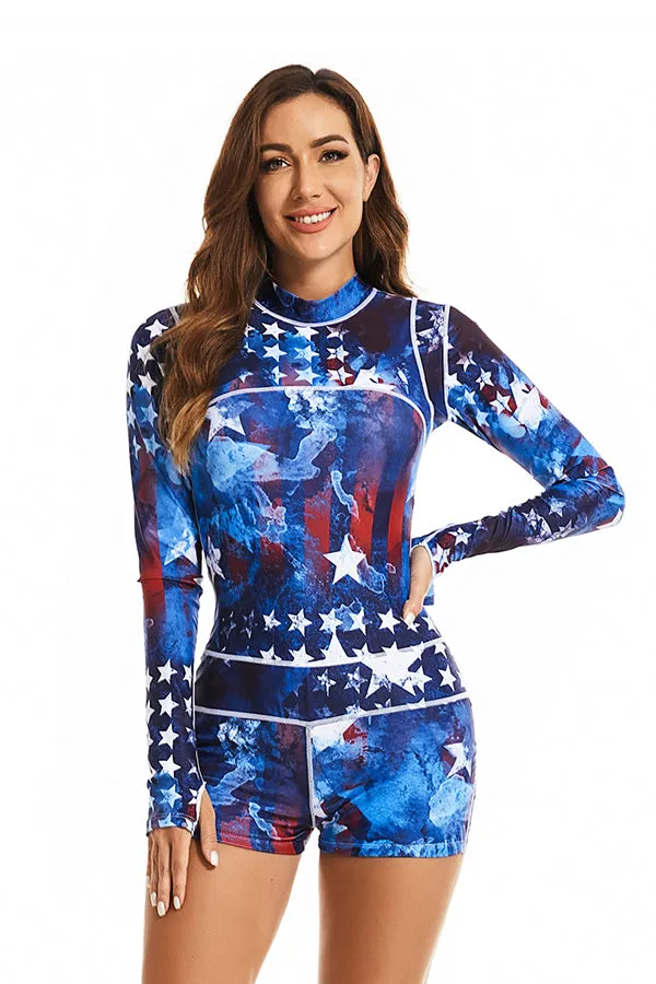 American flag Long Sleeve Boyleg UPF50  Rash Guard