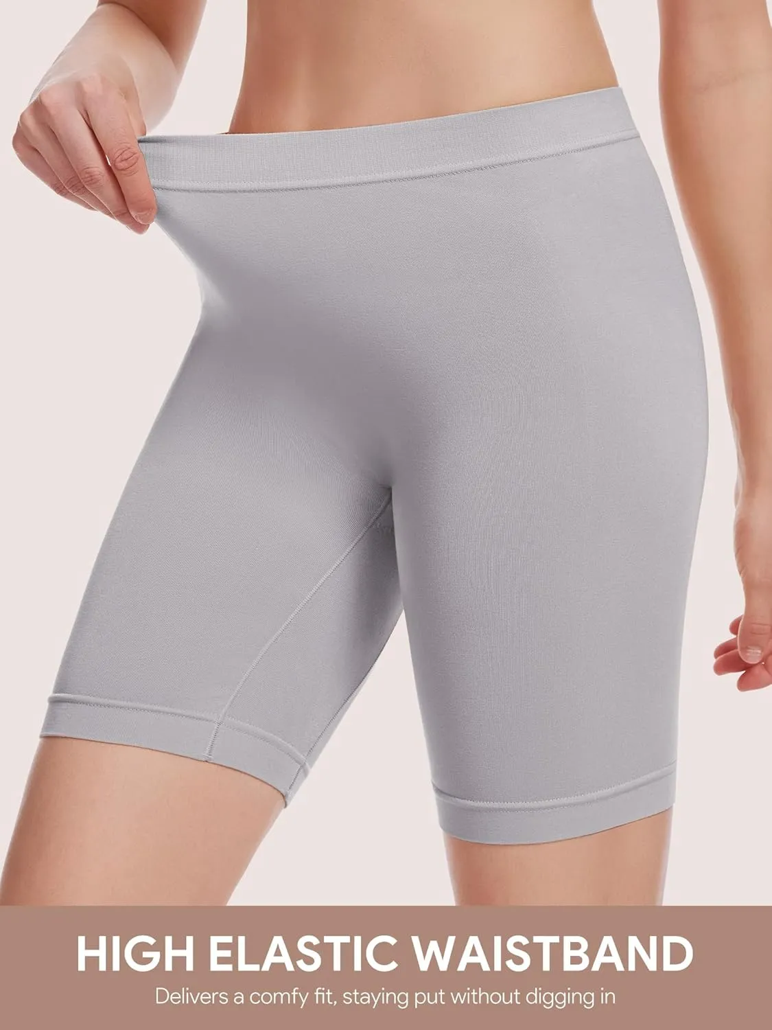 Angelhood Women's Cotton Boy Shorts Underwear Anti Chafing Seamless Biker Shorts High Waisted Soft Plus Boxer Briefs 4 Pack