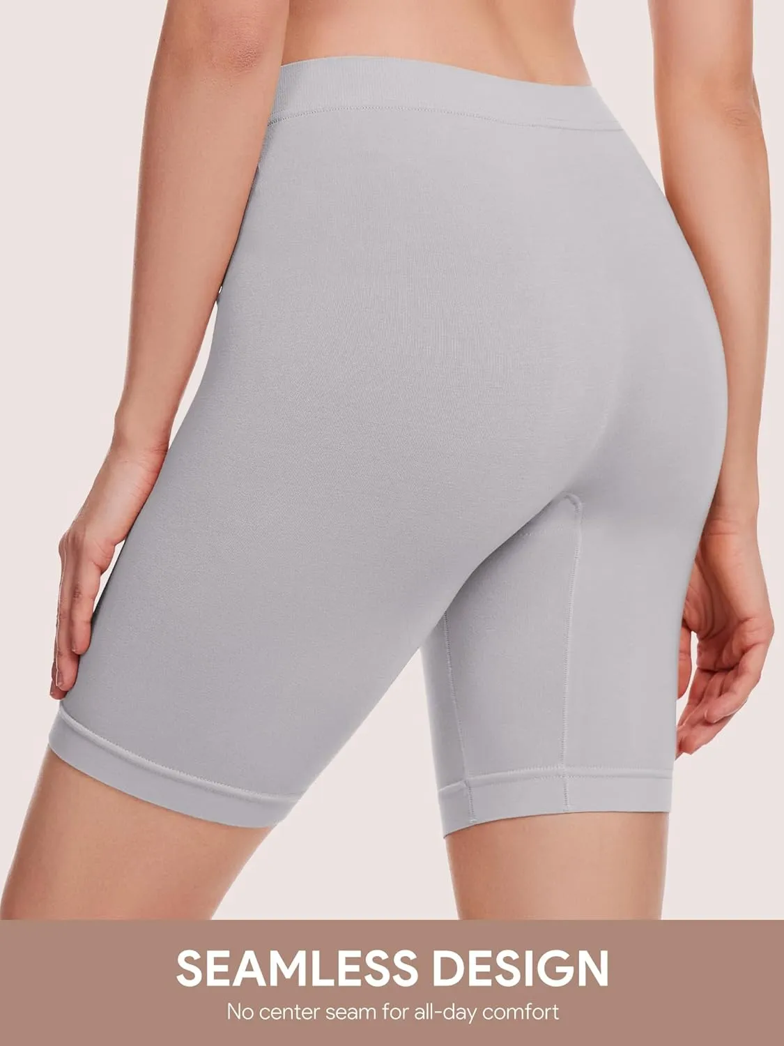 Angelhood Women's Cotton Boy Shorts Underwear Anti Chafing Seamless Biker Shorts High Waisted Soft Plus Boxer Briefs 4 Pack