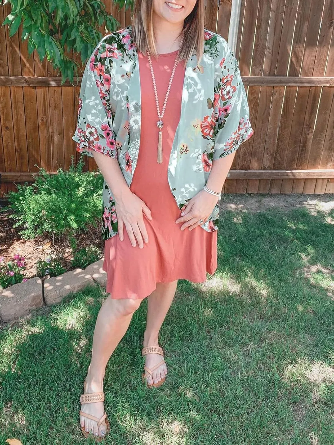 BB&KK Women's Floral Kimono Summer Short Cover Ups Tops