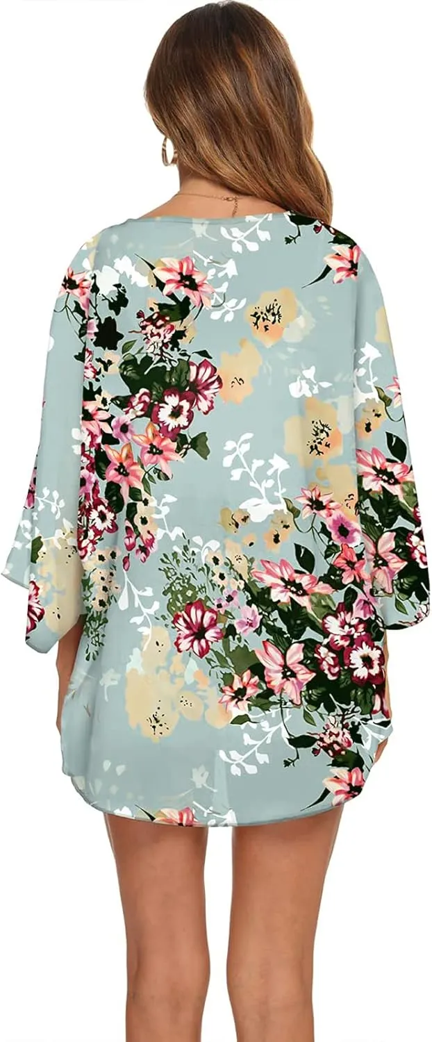 BB&KK Women's Floral Kimono Summer Short Cover Ups Tops