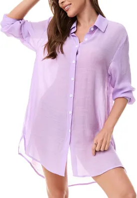 Beachwear Bathing Suit Womens Cover Ups Swimwear Sheer Button Down Shirt