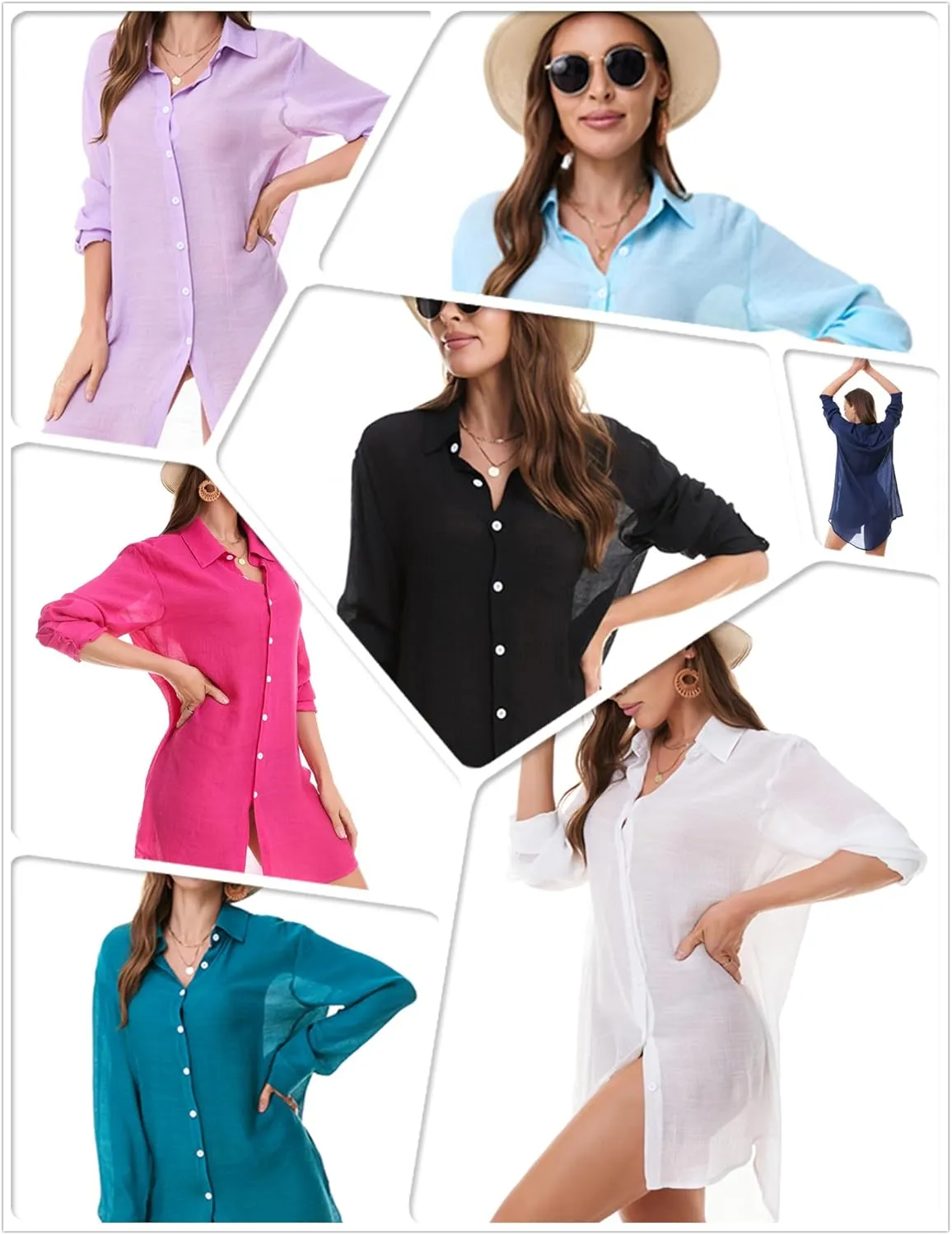 Beachwear Bathing Suit Womens Cover Ups Swimwear Sheer Button Down Shirt