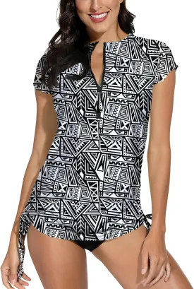 BesserBay Women's UV Sun Protection 1/4 Zip Short Sleeve Ruched Rash Guard Shirt