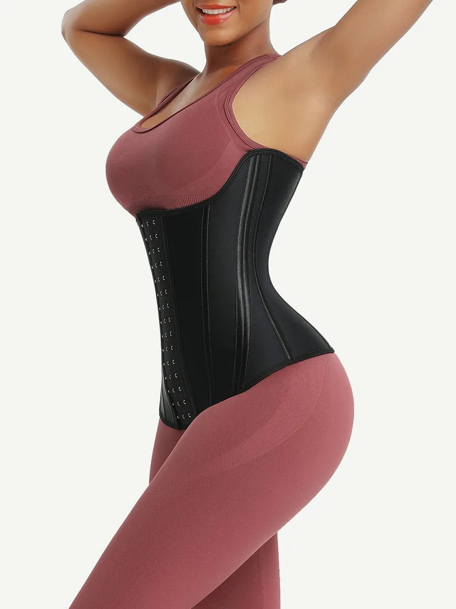 Black Latex Tummy Control Waist Trainer 14 Steel Bones Lose Weight