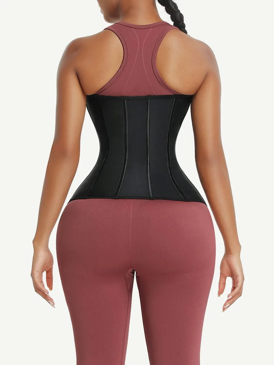 Black Latex Tummy Control Waist Trainer 14 Steel Bones Lose Weight