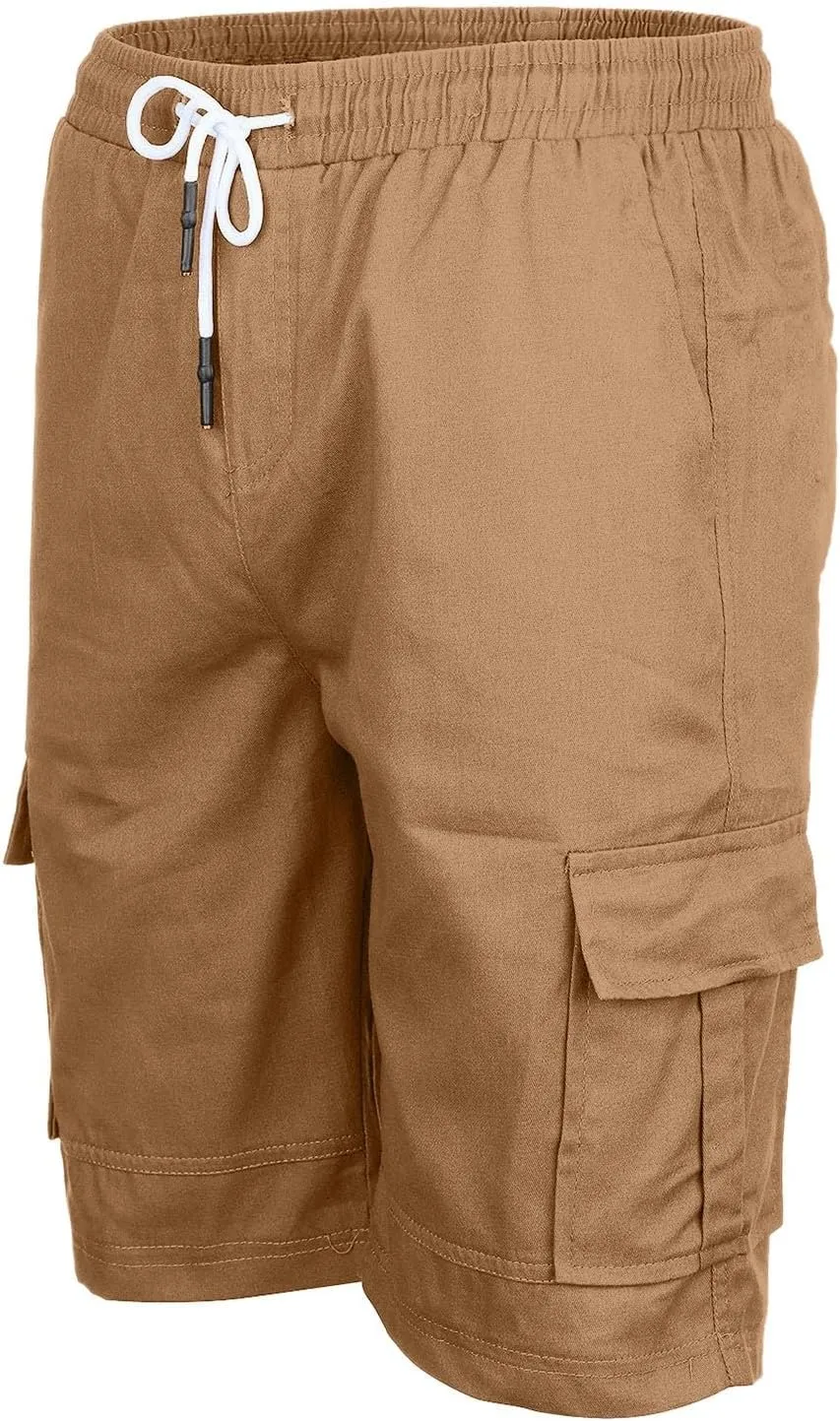Cargo Shorts for Men Big and Tall Summer Casual Work Shorts Drawstring Elastic Waist Knee Length Bermuda Short 2025