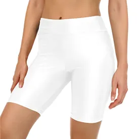 Chic And Unique High Waisted Swim Shorts Womens Swim Shorts-White