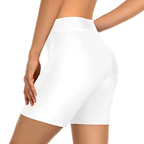 Chic And Unique High Waisted Swim Shorts Womens Swim Shorts-White