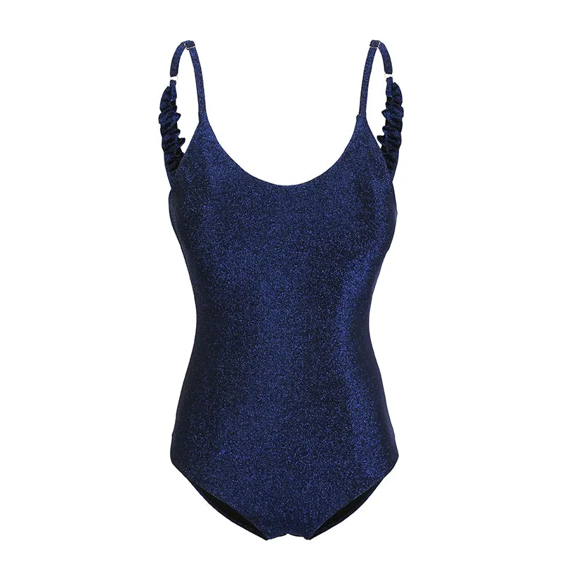 CLASSIC BACKLESS RUFFLED  ONE PIECE SWIMSUIT