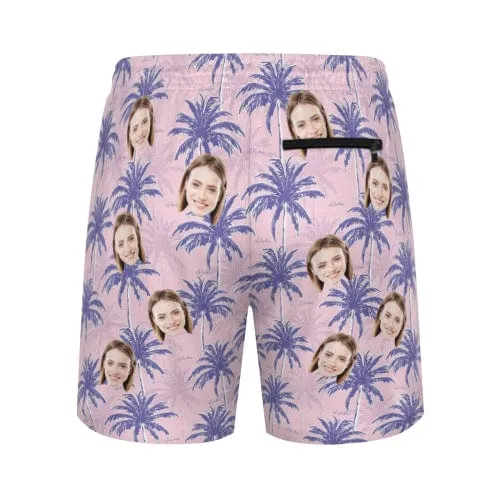 Custom Face Pink Coconut Men's Quick Dry 2 in 1 Surfing & Beach Shorts Male Gym Fitness Shorts