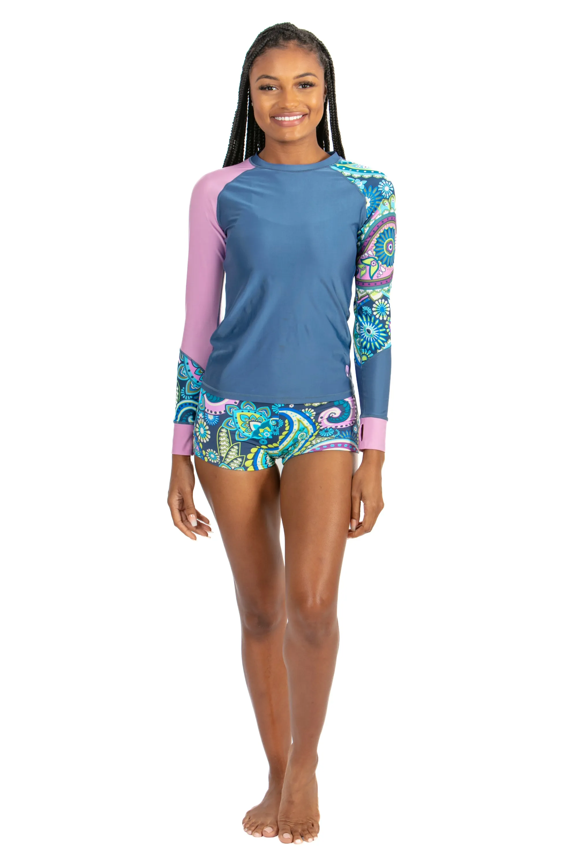 Galia Jewel Stirrup Sleeve Rash Gaurd