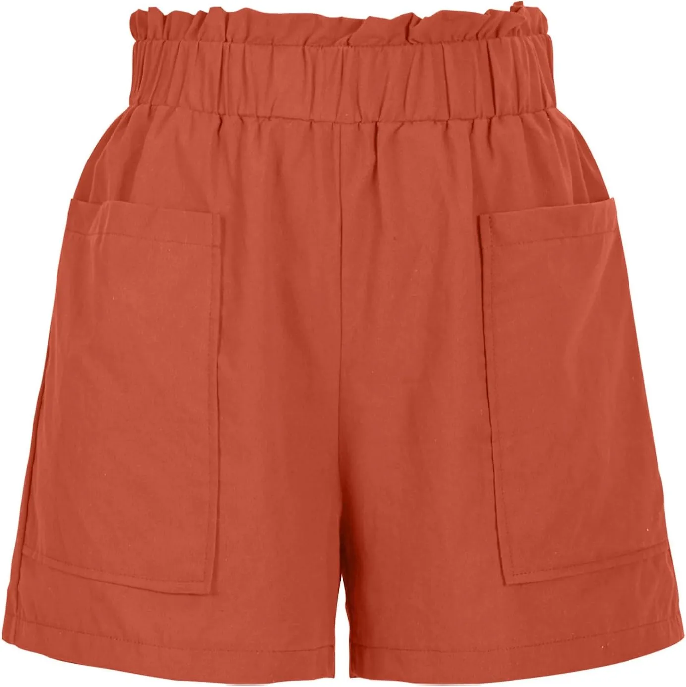HGps8w Cotton Linen Shorts for Women 2025 Paperbag Waist Casual Comfy Summer Beach Lightweight Short Pants with Pockets