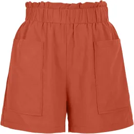 HGps8w Cotton Linen Shorts for Women 2025 Paperbag Waist Casual Comfy Summer Beach Lightweight Short Pants with Pockets