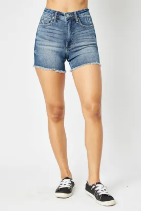 Judy Blue “Genevieve” High Waist Tummy Control Fray Hem Shorts