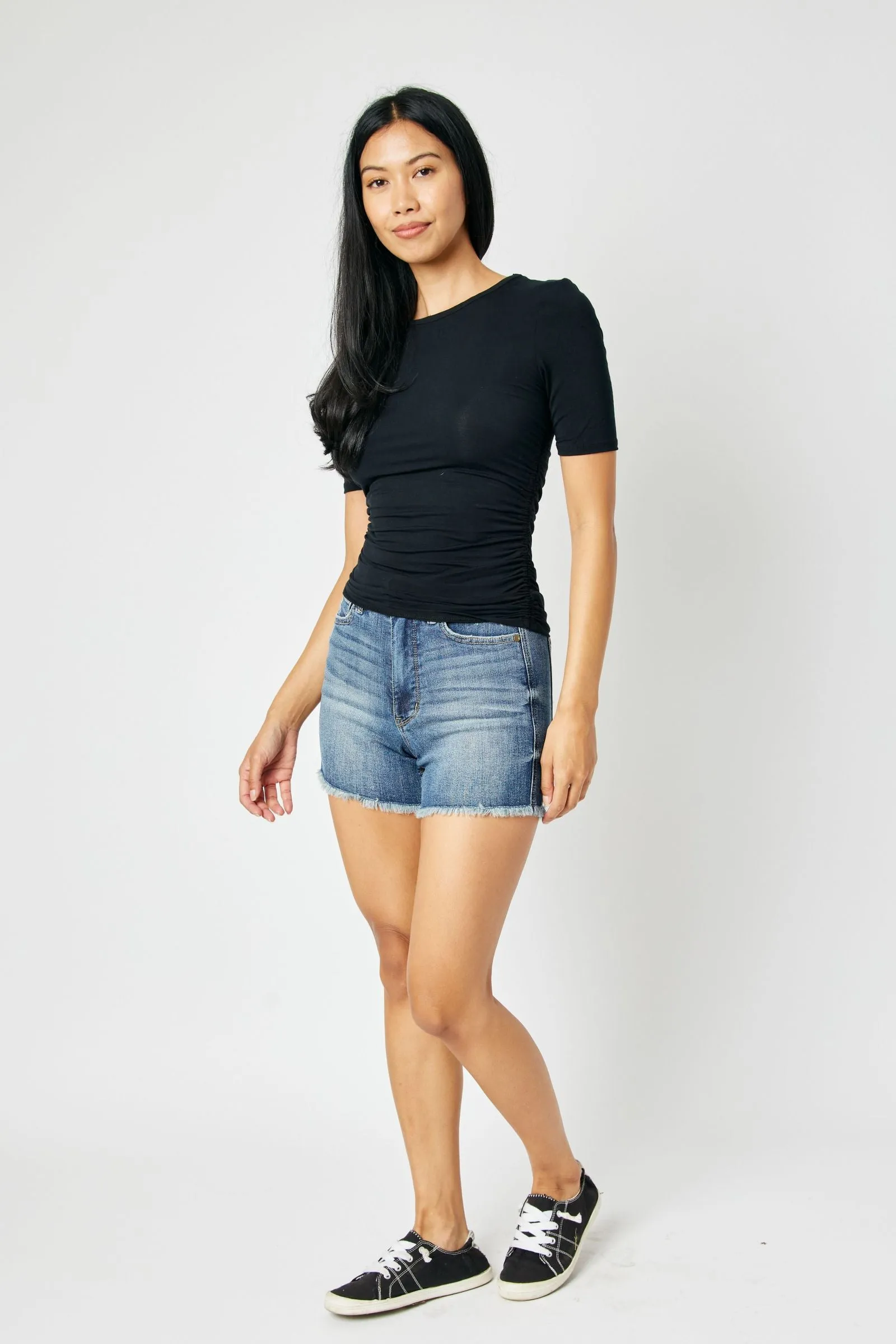 Judy Blue “Genevieve” High Waist Tummy Control Fray Hem Shorts