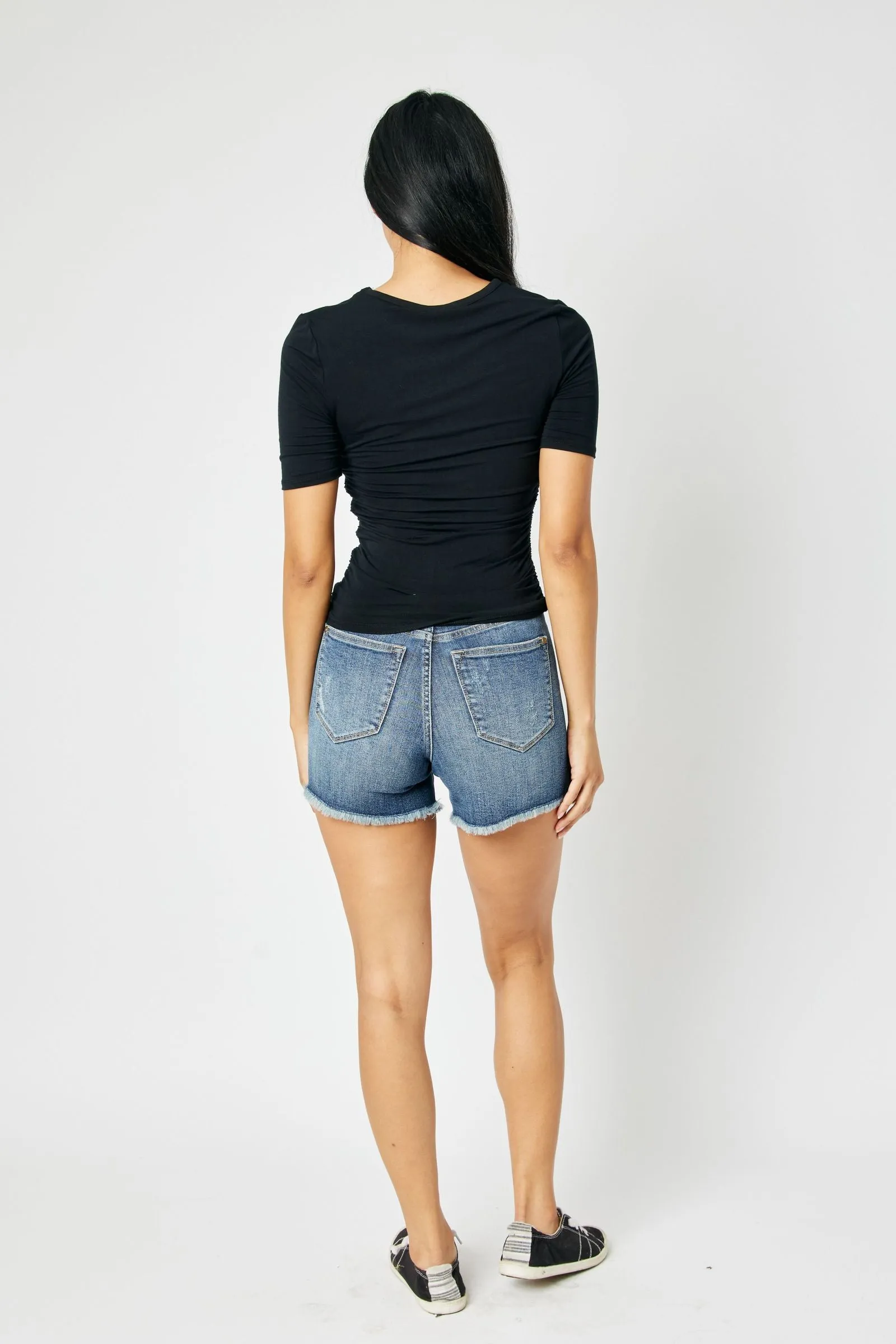 Judy Blue “Genevieve” High Waist Tummy Control Fray Hem Shorts