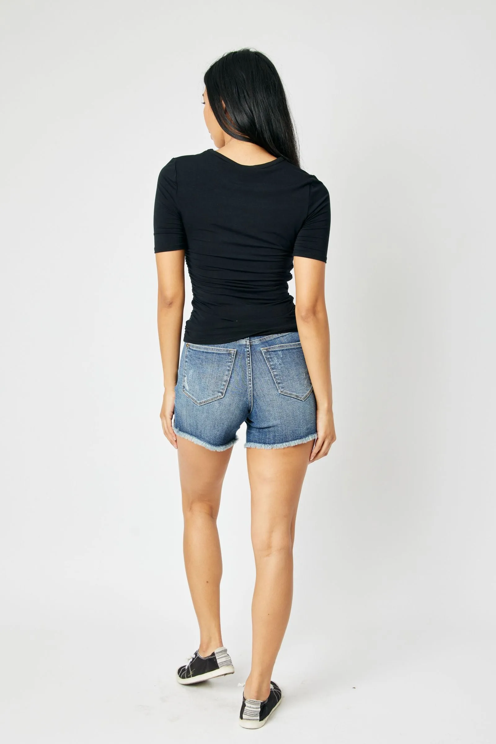 Judy Blue “Genevieve” High Waist Tummy Control Fray Hem Shorts