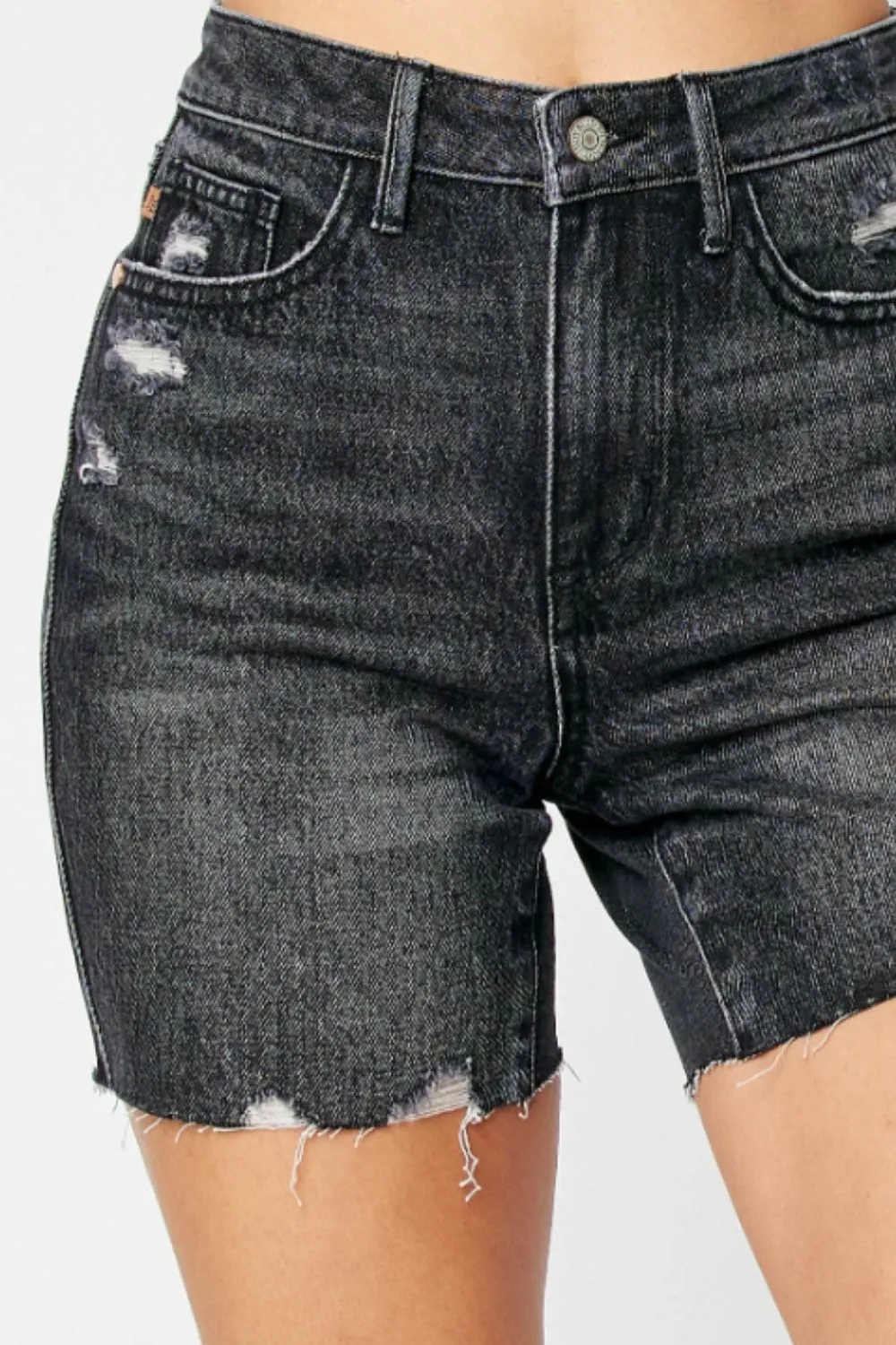 Judy Blue High Waist Tummy Control Denim Shorts in Black
