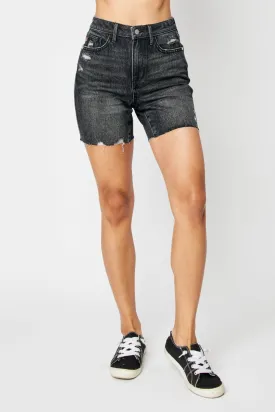 Judy Blue High Waist Tummy Control Denim Shorts in Black