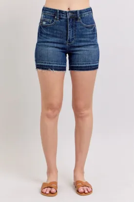 Judy Blue High Waist Tummy Control Destroy Release Hem Shorts 150329