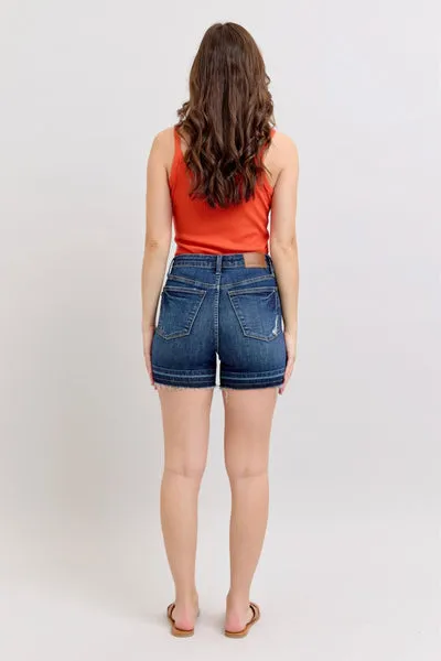 Judy Blue High Waist Tummy Control Destroy Release Hem Shorts 150329