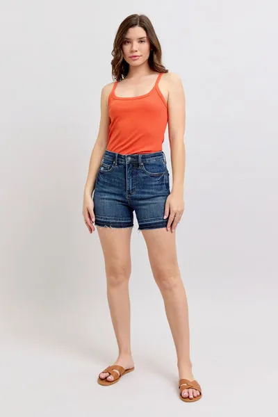 Judy Blue High Waist Tummy Control Destroy Release Hem Shorts 150329