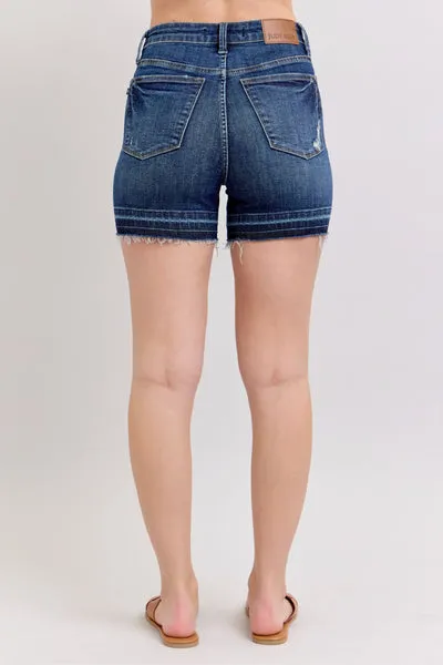 Judy Blue High Waist Tummy Control Destroy Release Hem Shorts 150329
