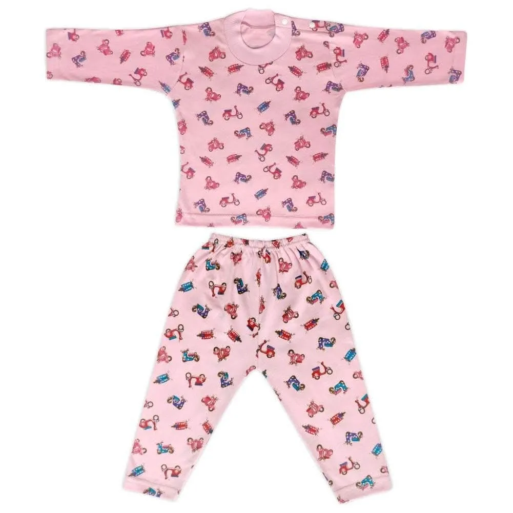 Kids and BEBS Baby Boy and Baby Girls Sleepwear Night Suit, Night Wear, Top & Pajama Set Full Sleeve with round neck printed pink (2 Years - 3 Years)