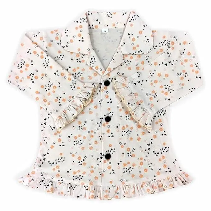 Kids and BEBS Knight Wear for Kids Top and Pajama Set It's Made with Pure Cotton This Night Suit is Suitable for (5 year to 6 Years) Old Boys and Girls Pack of 1 (Cream colour)