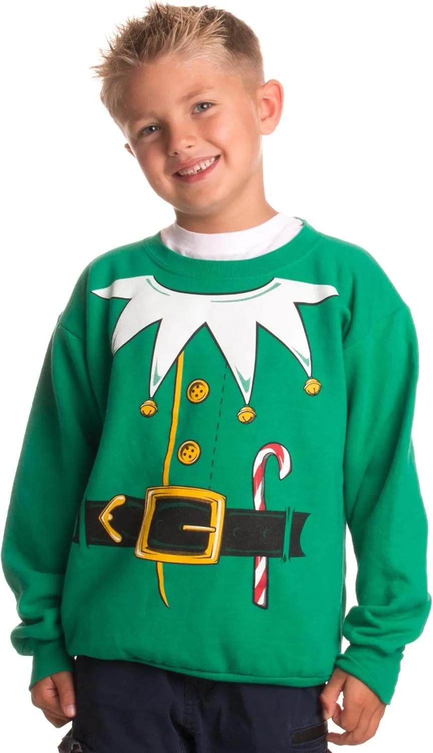 Kid's Santa's Elf Costume | Novelty Christmas Sweater, Holiday Child Sweatshirt