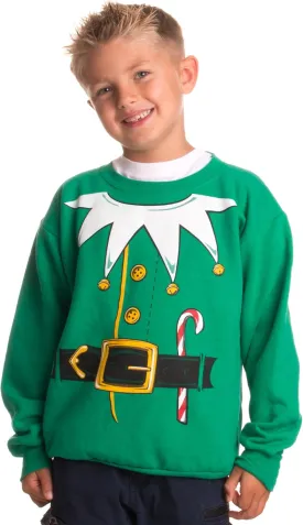 Kid's Santa's Elf Costume | Novelty Christmas Sweater, Holiday Child Sweatshirt