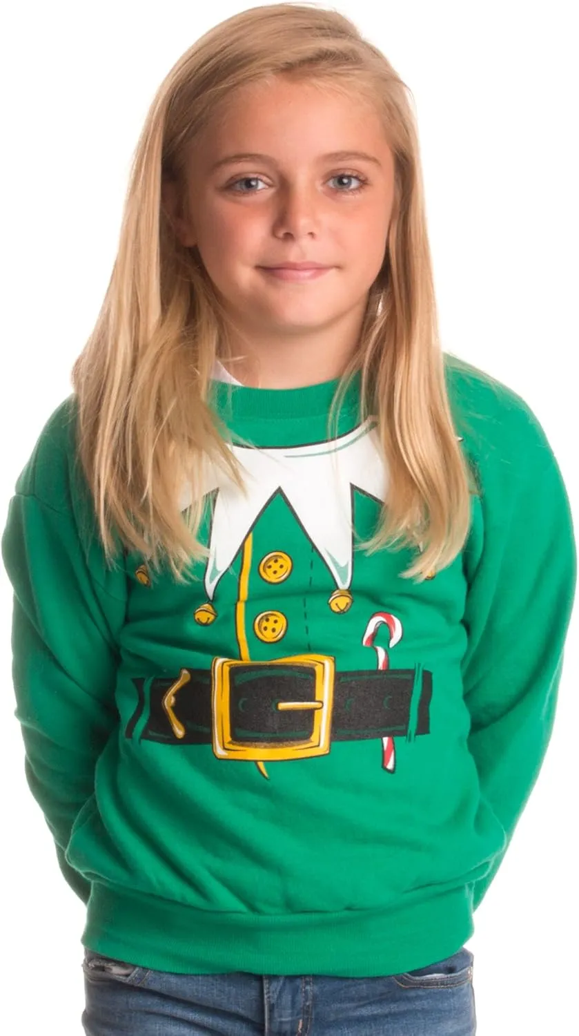 Kid's Santa's Elf Costume | Novelty Christmas Sweater, Holiday Child Sweatshirt