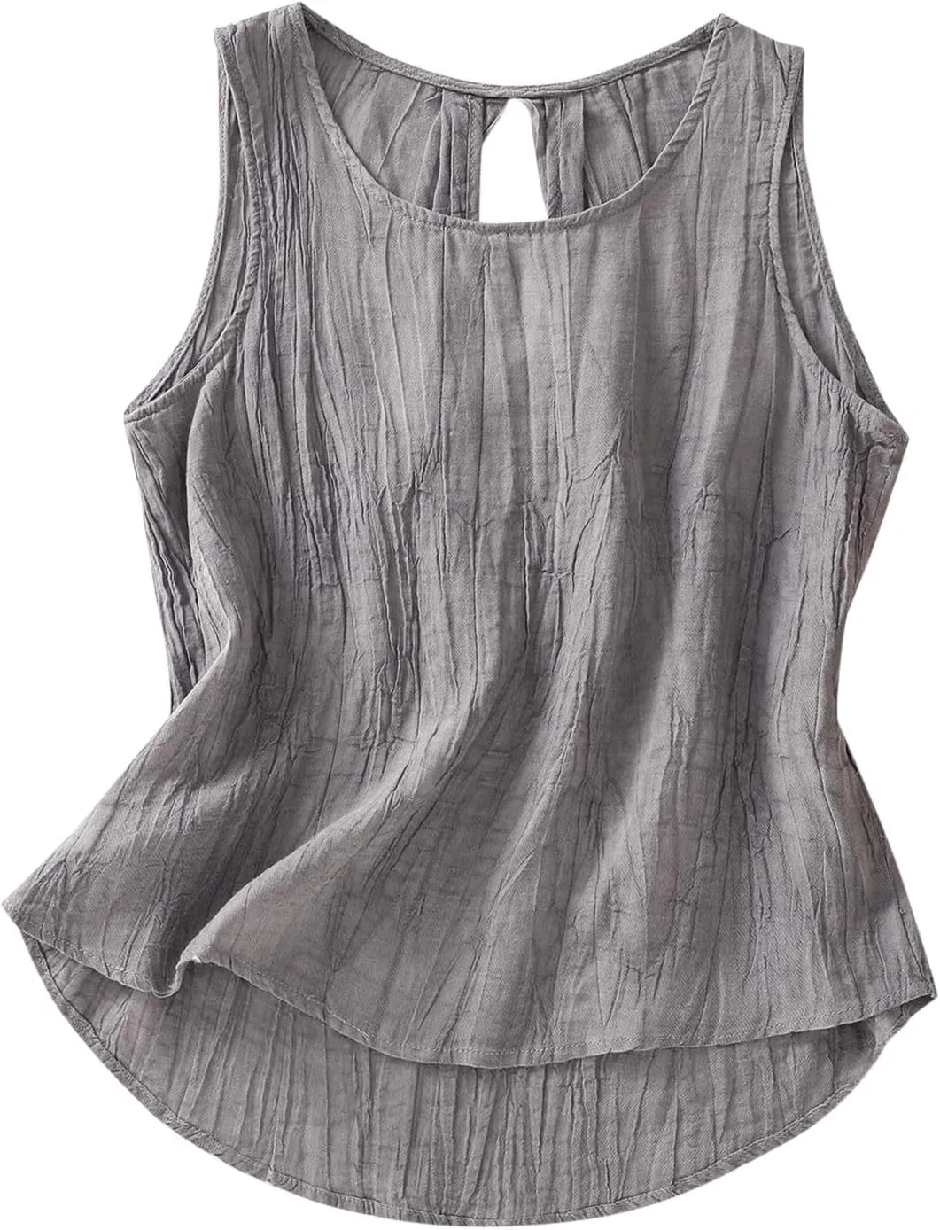 Linen Shirts for Women Summer Dressy Sleeveless Crewneck Plus Size Tank Tops Solid Color Lightweight Comfy Vests
