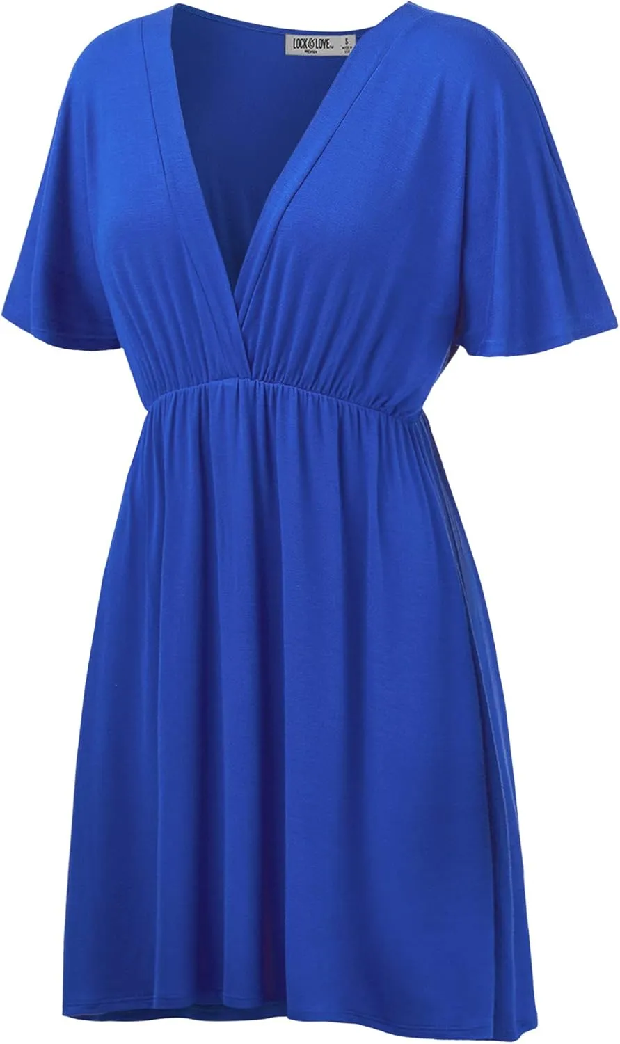 Lock and Love Womens Short Sleeve Kimono Style Deep V Neck Casual Summer Dress S-3XL Plus Size