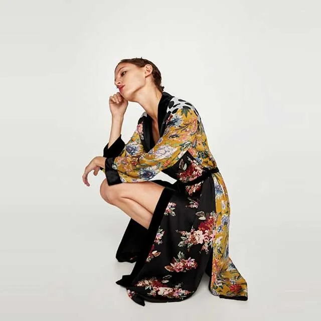 Long Floral Kimono Robe
