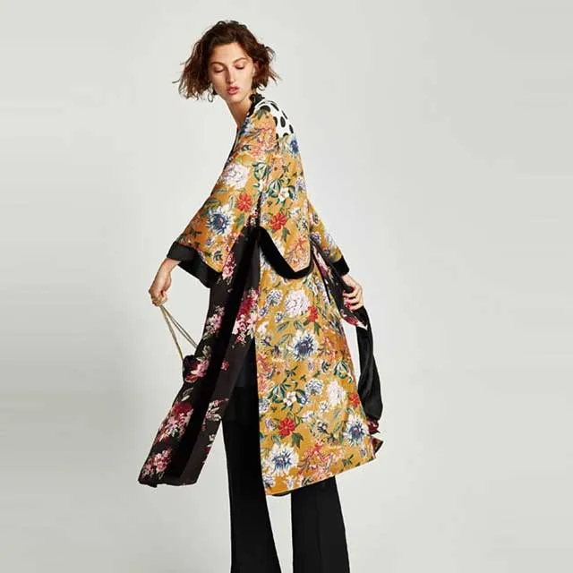 Long Floral Kimono Robe