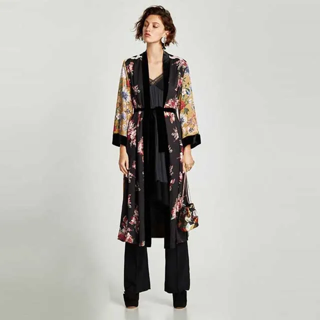 Long Floral Kimono Robe