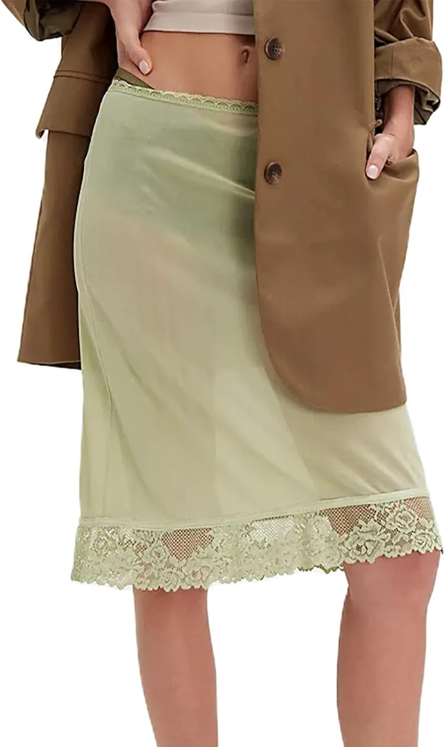 Meiweileya Women Lace Silk Satin Slip Skirt Low Rise Layered Underskirts Ruffle A Line Mini Skirts Y2k High Flowy Underskirt