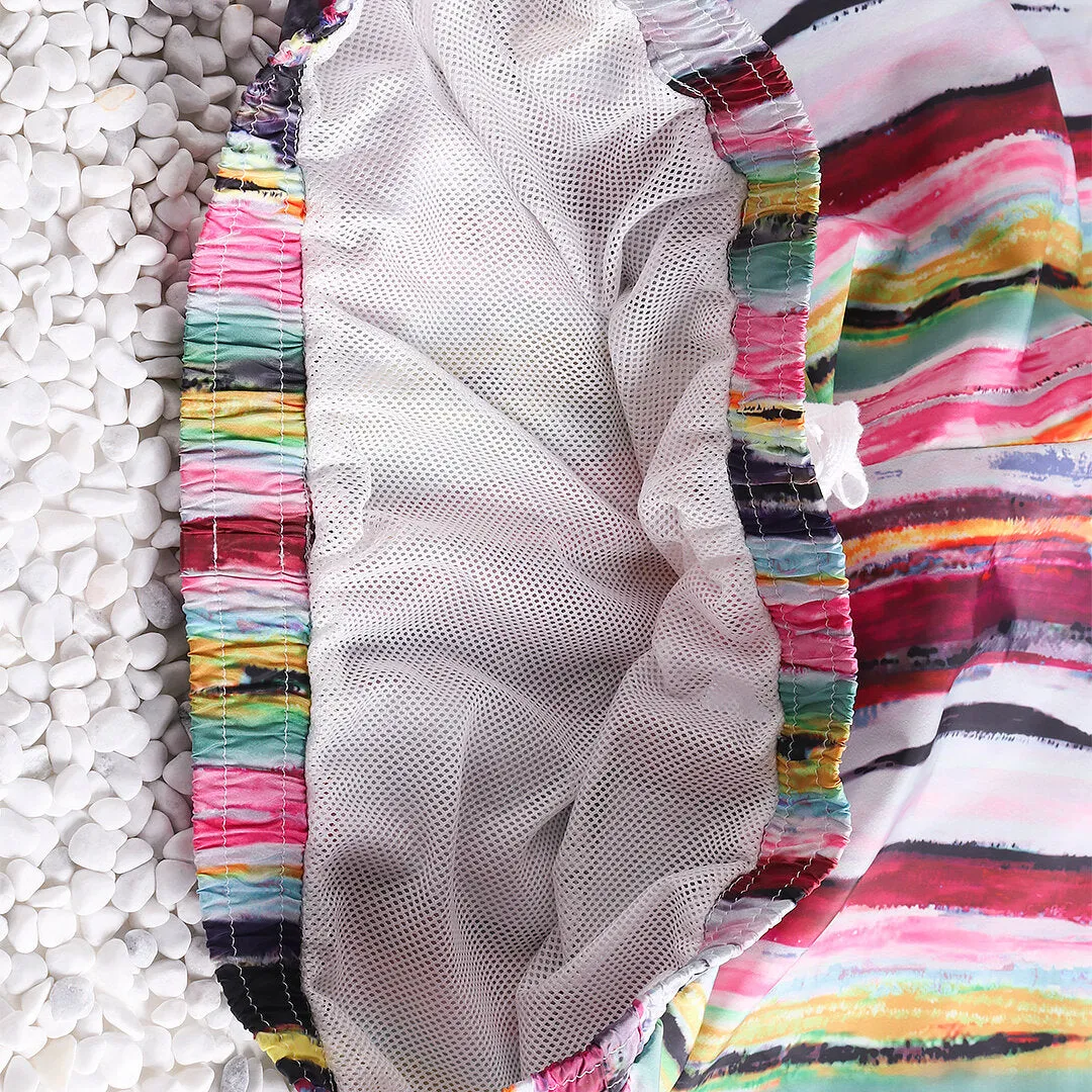 Men's Quick-Dry Colorful Stripe Hawaiian Beach Board Shorts