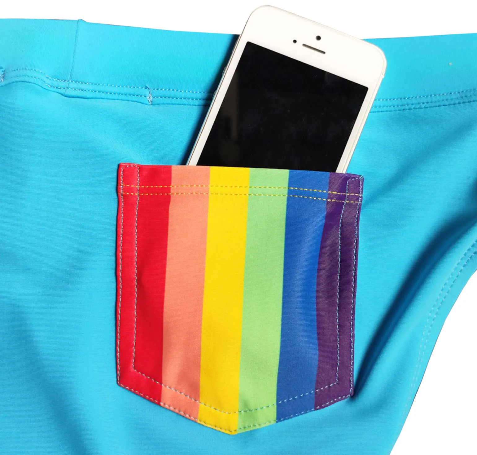 Men's Rainbow Back Pocket Swim Briefs