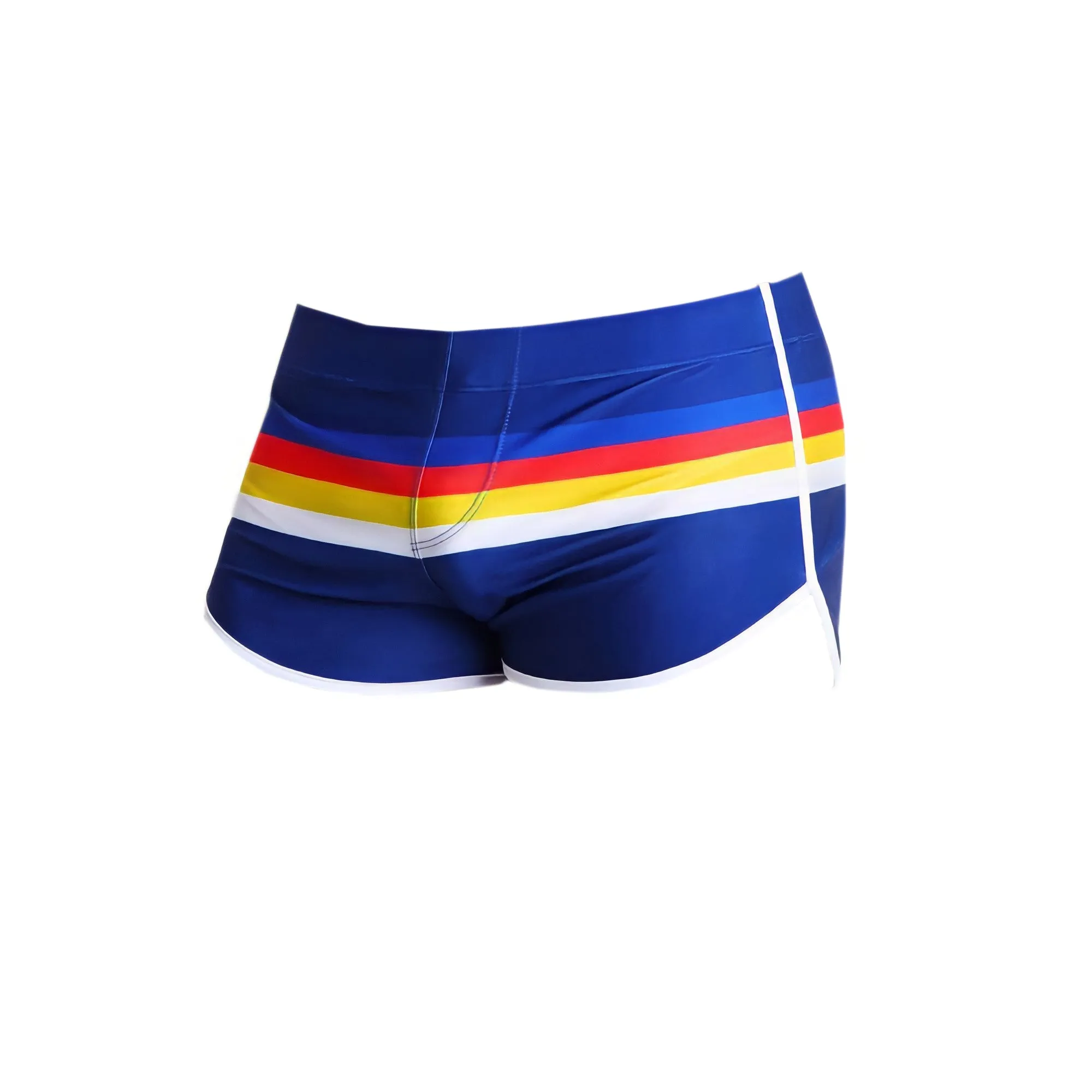 Men's Striped Swim Trunks Split Side Boxer Briefs