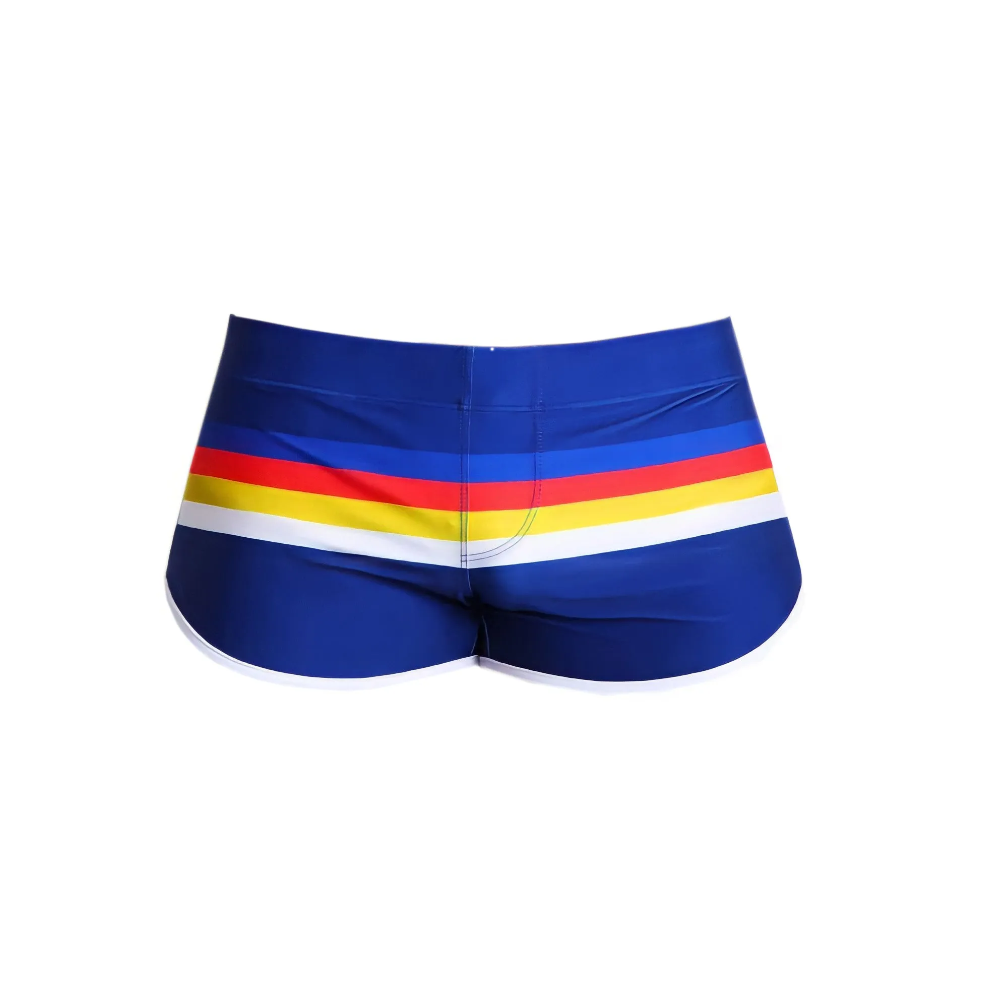 Men's Striped Swim Trunks Split Side Boxer Briefs