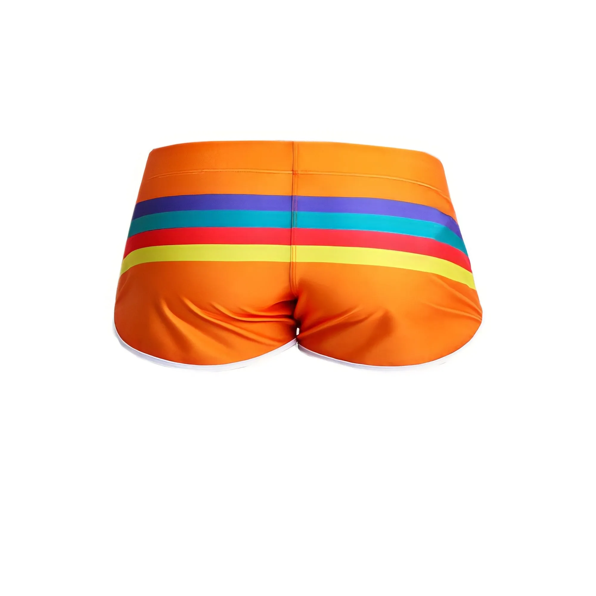Men's Striped Swim Trunks Split Side Boxer Briefs