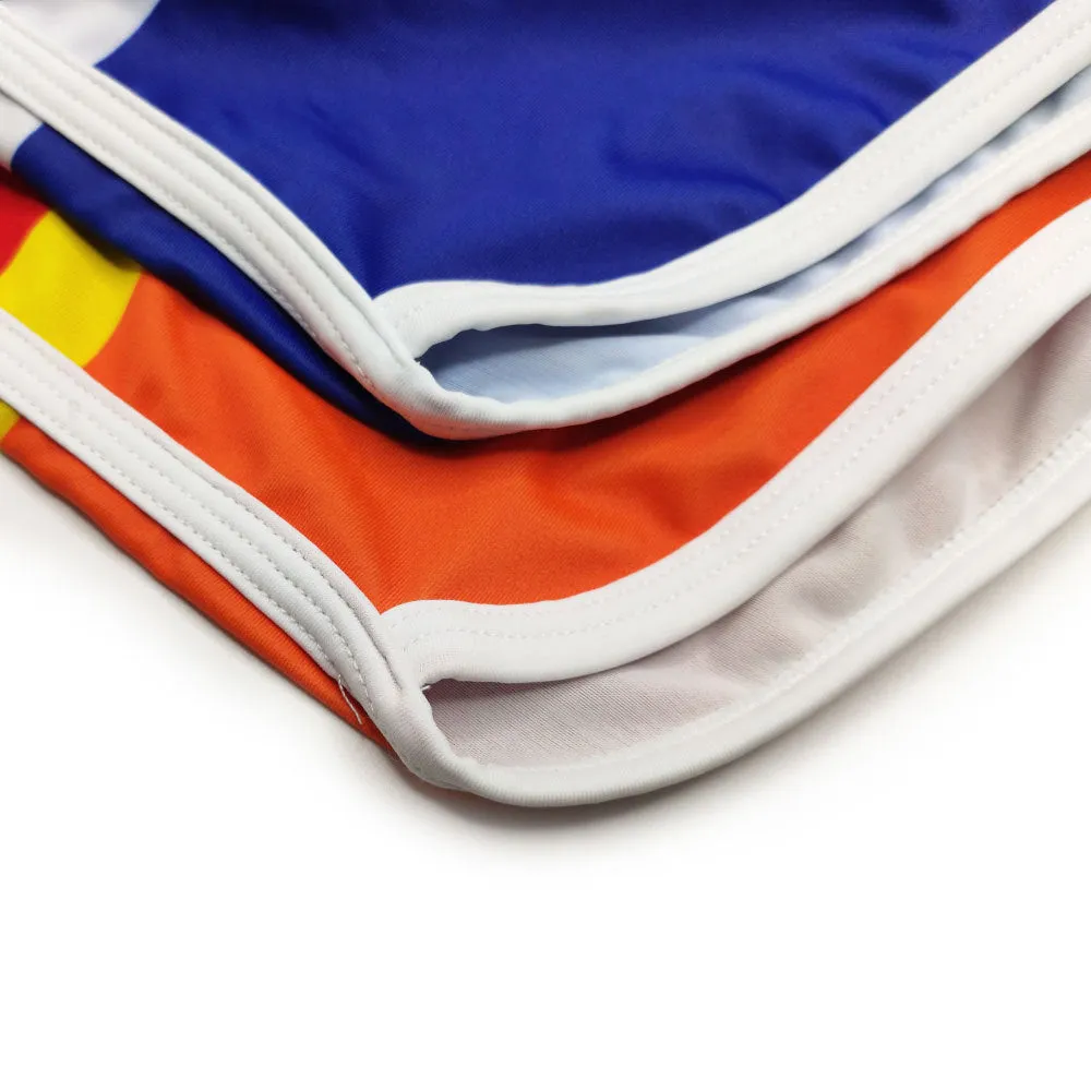 Men's Striped Swim Trunks Split Side Boxer Briefs