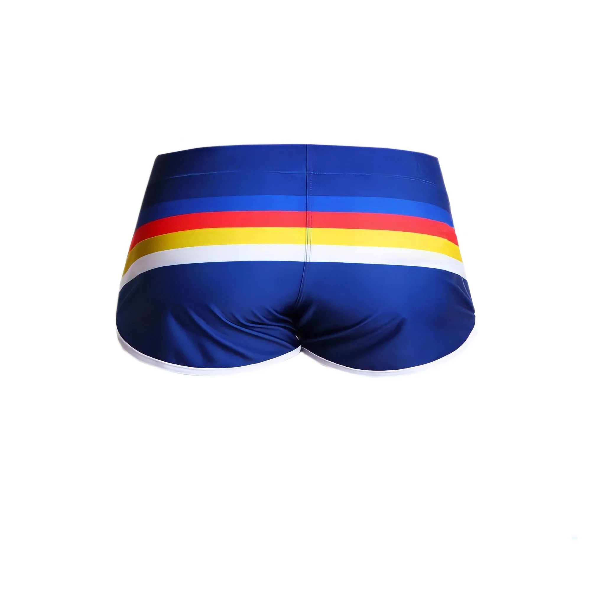 Men's Striped Swim Trunks Split Side Boxer Briefs