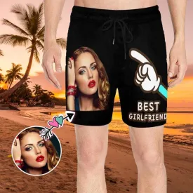 Personalized I Love My Girlfriend Swim Trunks Funny Text Best Girlfriend Men's Quick Dry Swim Shorts