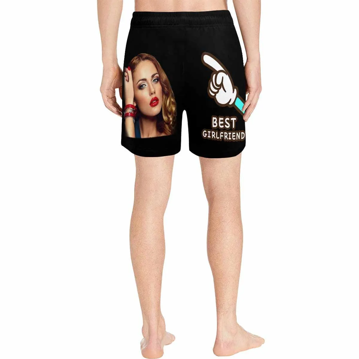 Personalized I Love My Girlfriend Swim Trunks Funny Text Best Girlfriend Men's Quick Dry Swim Shorts